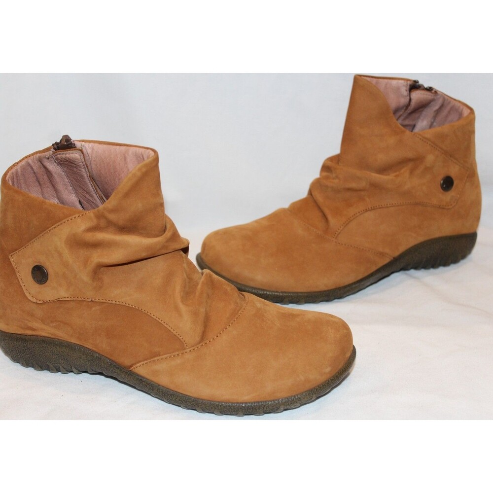 Womens Naot Kahika Ruched Zip Boots EU 37 US 6 Nubuck Flat Booties Amber Nubuck - Picture 7 of 7